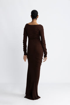 Estella Solid Dress - Dark Brown