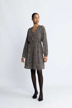 Zeida Rhian Short Dress Aop - Black Flower