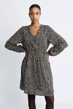 Zeida Rhian Short Dress Aop - Black Flower