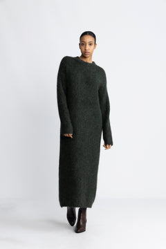 Gabella Ls Knit O-Neck Dress Camp - Scarab