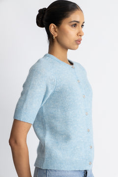 Yasannika Ss Cardigan - Clear Sky Melange