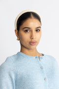 Solid Slim Beaded Hairbrace - Birch White
