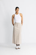Alba-Krista Mw Column Skirt - Beige Ecru
