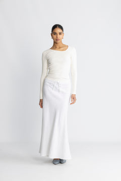 Linen Maxi Skirt - White