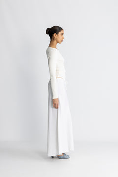 Linen Maxi Skirt - White