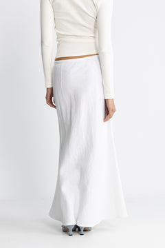 Linen Maxi Skirt - White