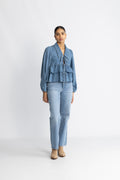 Yascelinde Ls Top - Light Blue Denim