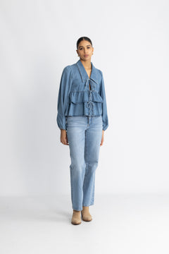 Yascelinde Ls Top - Light Blue Denim