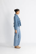 Yascelinde Ls Top - Light Blue Denim