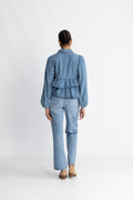 Yascelinde Ls Top - Light Blue Denim
