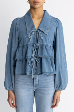 Yascelinde Ls Top - Light Blue Denim