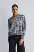 Jenny Blouse - Navy Rosehip Print
