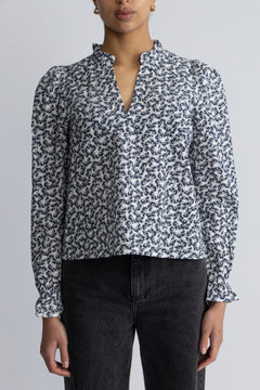 Jenny Blouse - Navy Rosehip Print