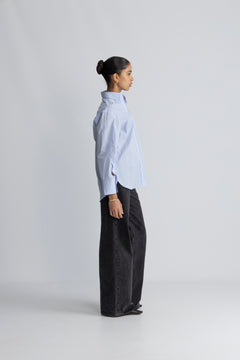 Dan LS Oversized Striped Cuf Shirt - Cashmere Blue Stripes