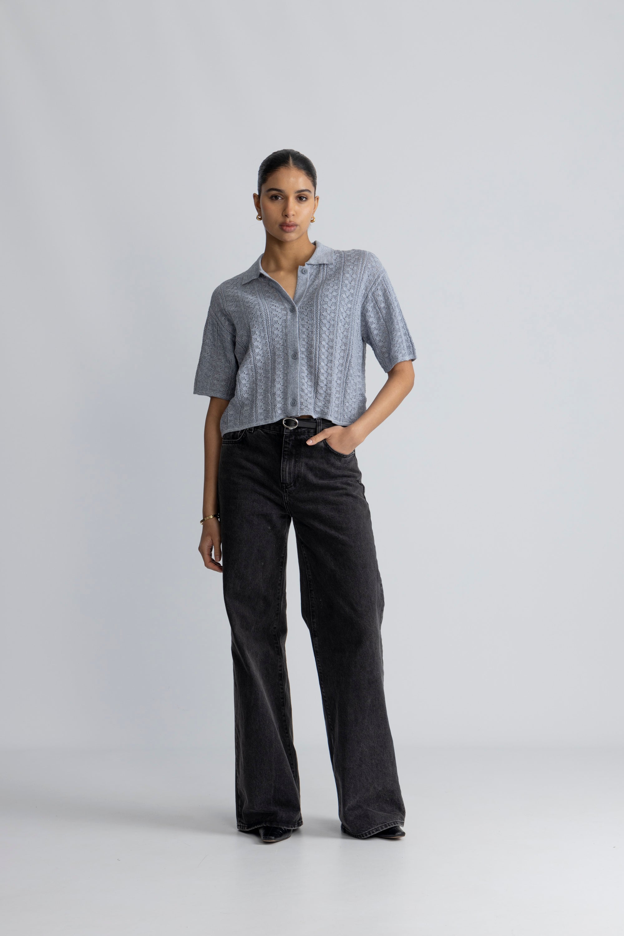 Kelp Crochet Shirt - Blue Mix