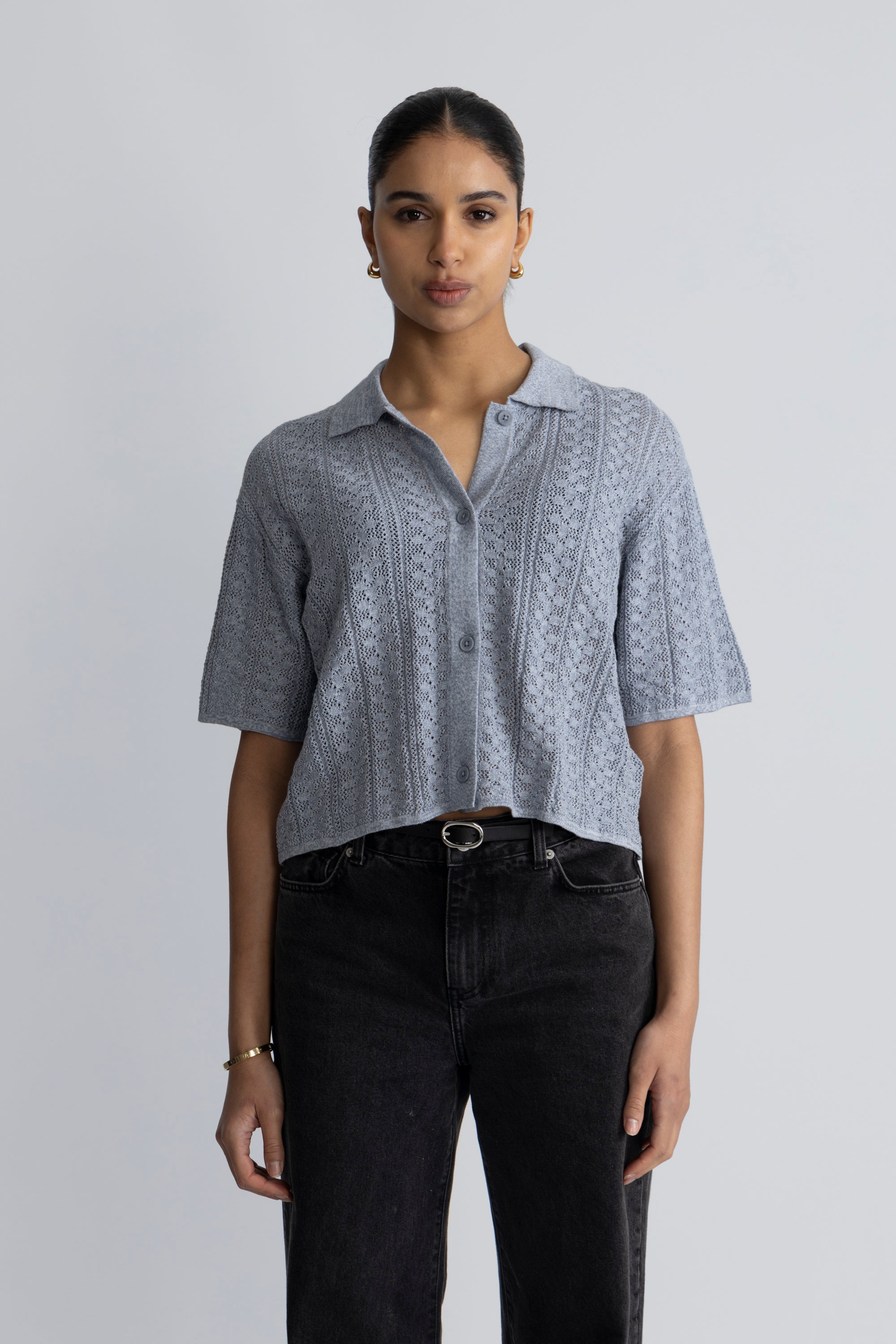 Kelp Crochet Shirt - Blue Mix