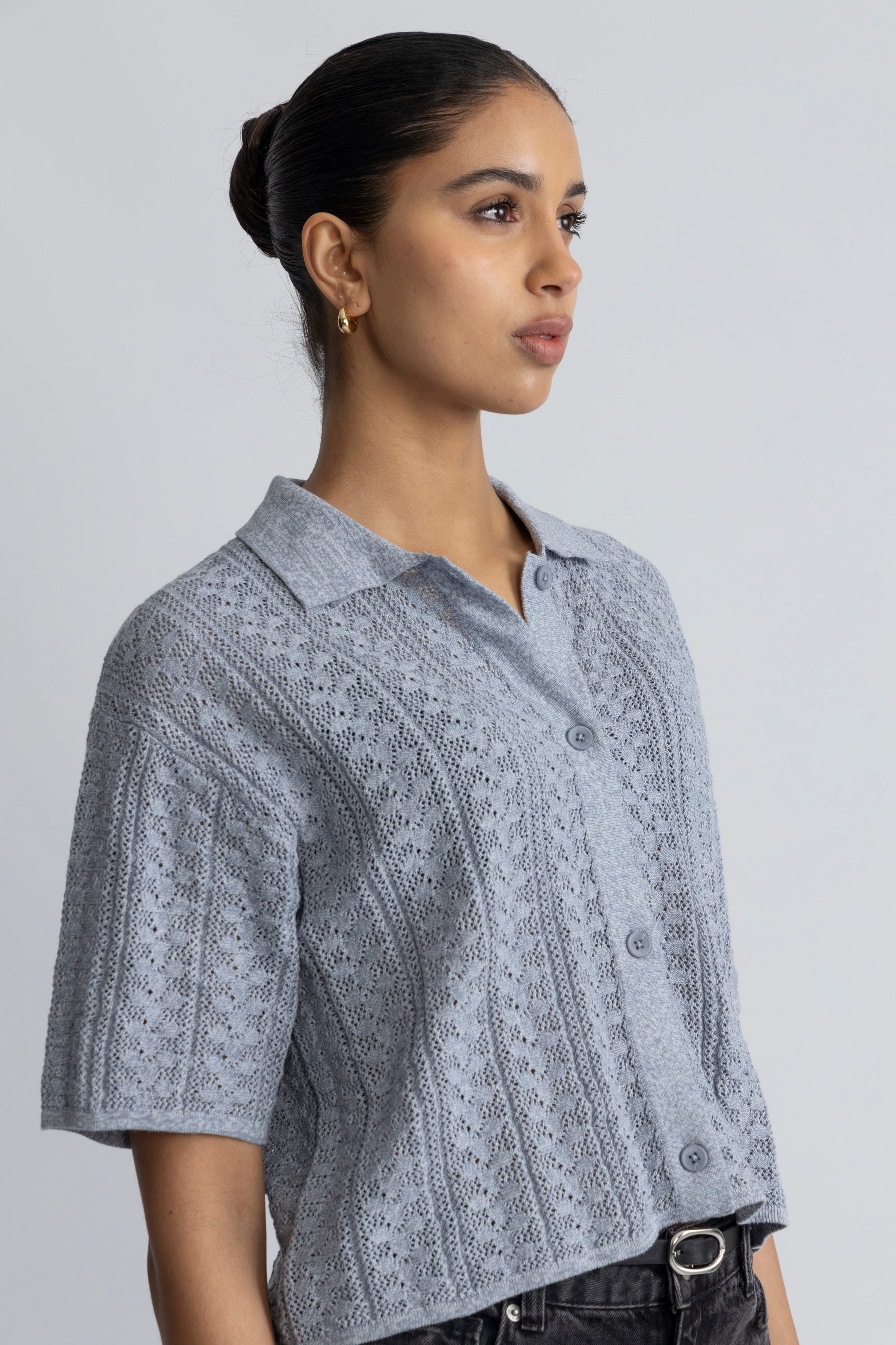 Kelp Crochet Shirt - Blue Mix
