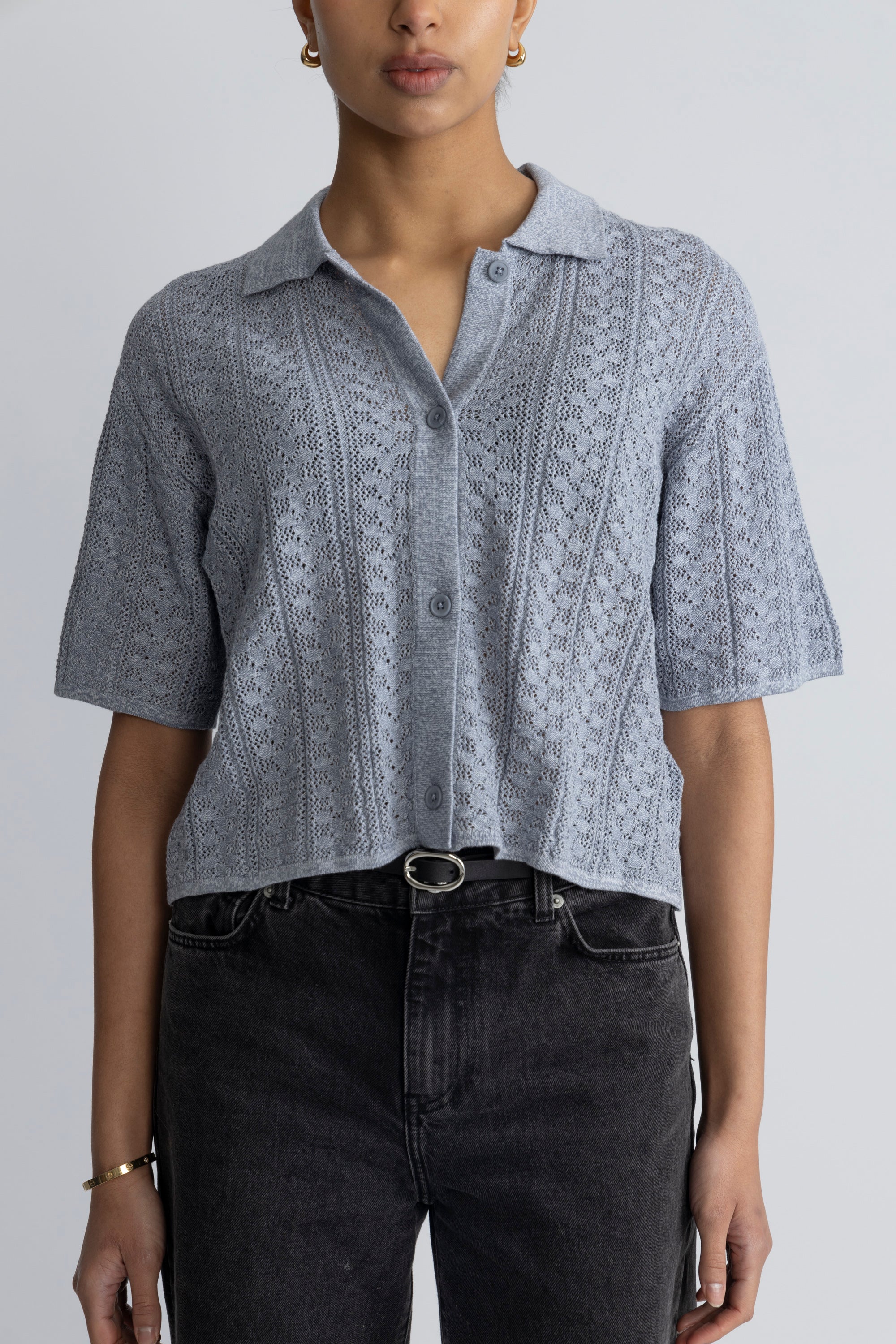 Kelp Crochet Shirt - Blue Mix