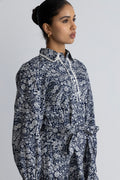 Yaspera Ls Shirt Dress - Navy Blazer Pera Print