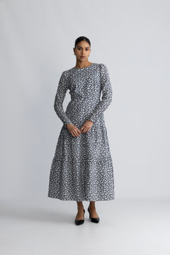 Dora Dress - Navy Rosehip Print