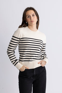 WallisIW O-Neck Pullover - Black Stripe
