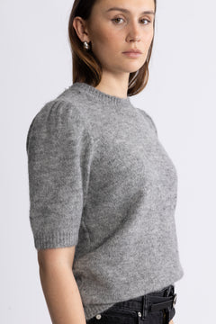 Yasanne SS Knit Pullover - Light Grey Melange