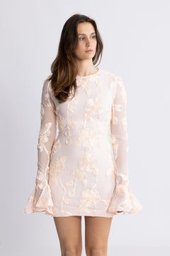 Flower Mesh Mini Dress - Angel Wing (Blush) Comb.