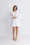 Cotton Slub Mini Dress - White