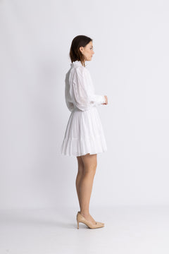 Cotton Slub Mini Dress - White