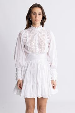 Cotton Slub Mini Dress - White
