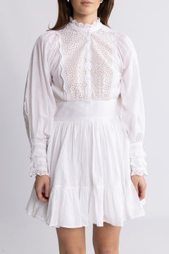 Cotton Slub Mini Dress - White