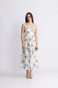 Vera Midi Dress - Cecile Floral - Pale Blue