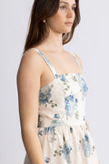 Vera Midi Dress - Cecile Floral - Pale Blue
