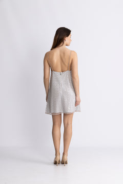 Beaded A-Line Mini Dress - Doeskin (Beige)