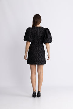 Jacquard Mini Dress - Black