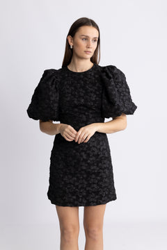 Jacquard Mini Dress - Black