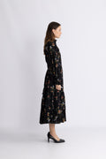 Cotton Slub Midi Dress - Midnight Petal