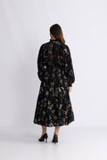 Cotton Slub Midi Dress - Midnight Petal