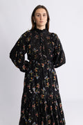 Cotton Slub Midi Dress - Midnight Petal