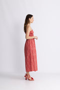 Marianne Midi Dress - Allura Floral - Red