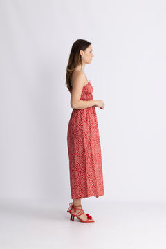 Marianne Midi Dress - Allura Floral - Red