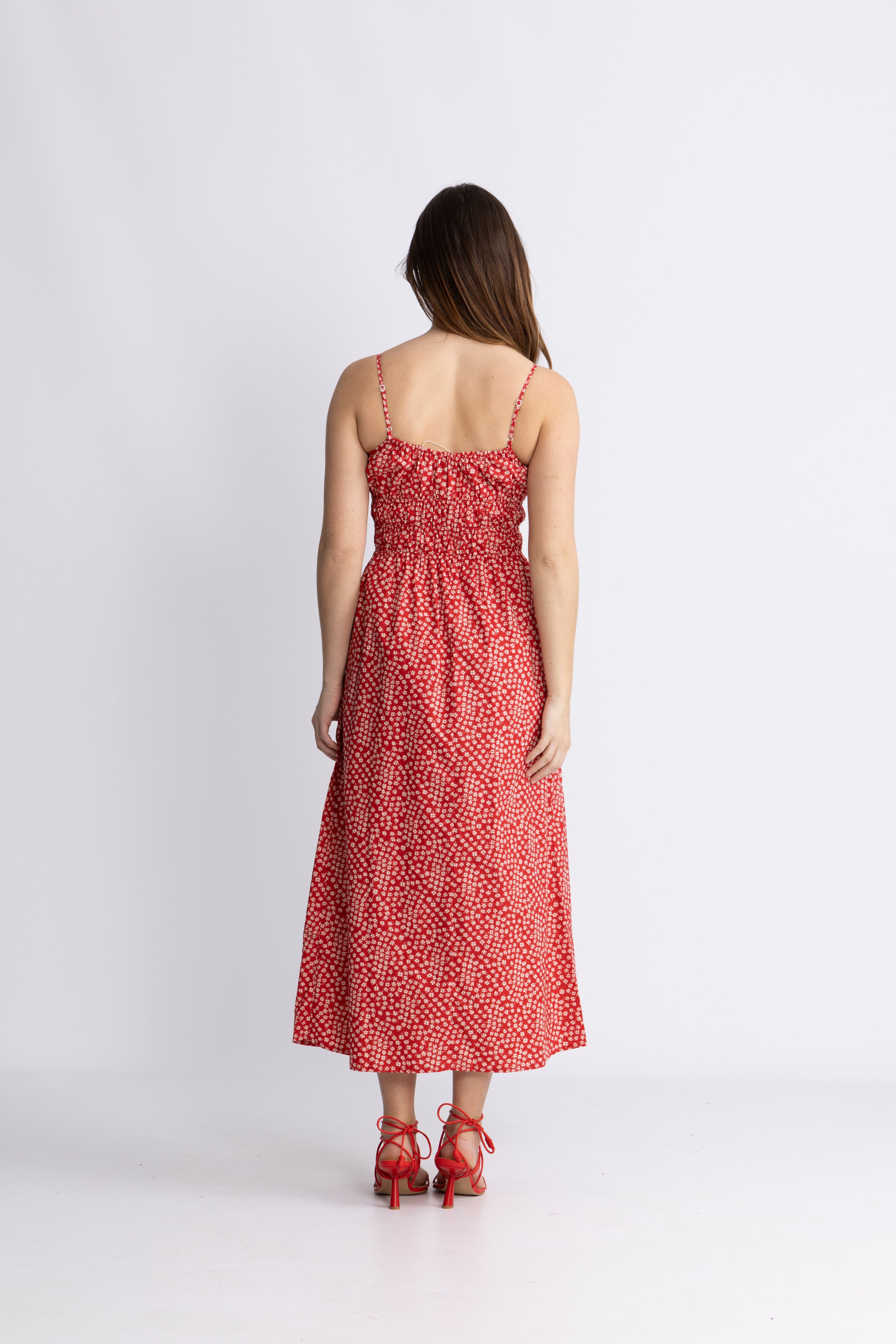 Marianne Midi Dress - Allura Floral - Red