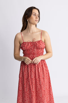 Marianne Midi Dress - Allura Floral - Red
