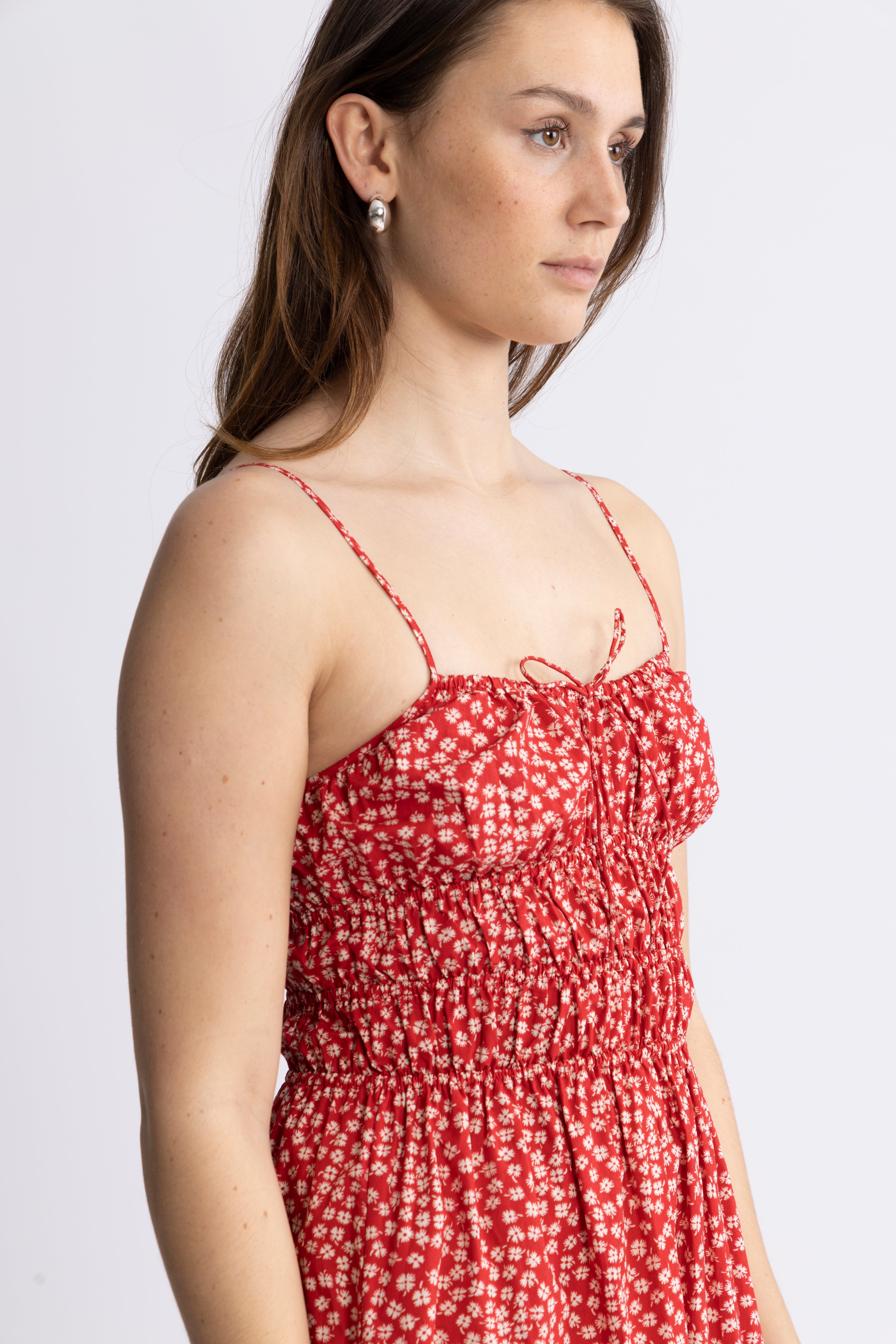 Marianne Midi Dress - Allura Floral - Red