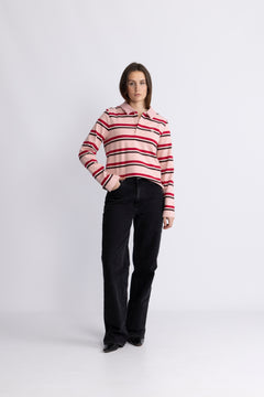 Ally Blouse - Pink Bordeaux Stripe