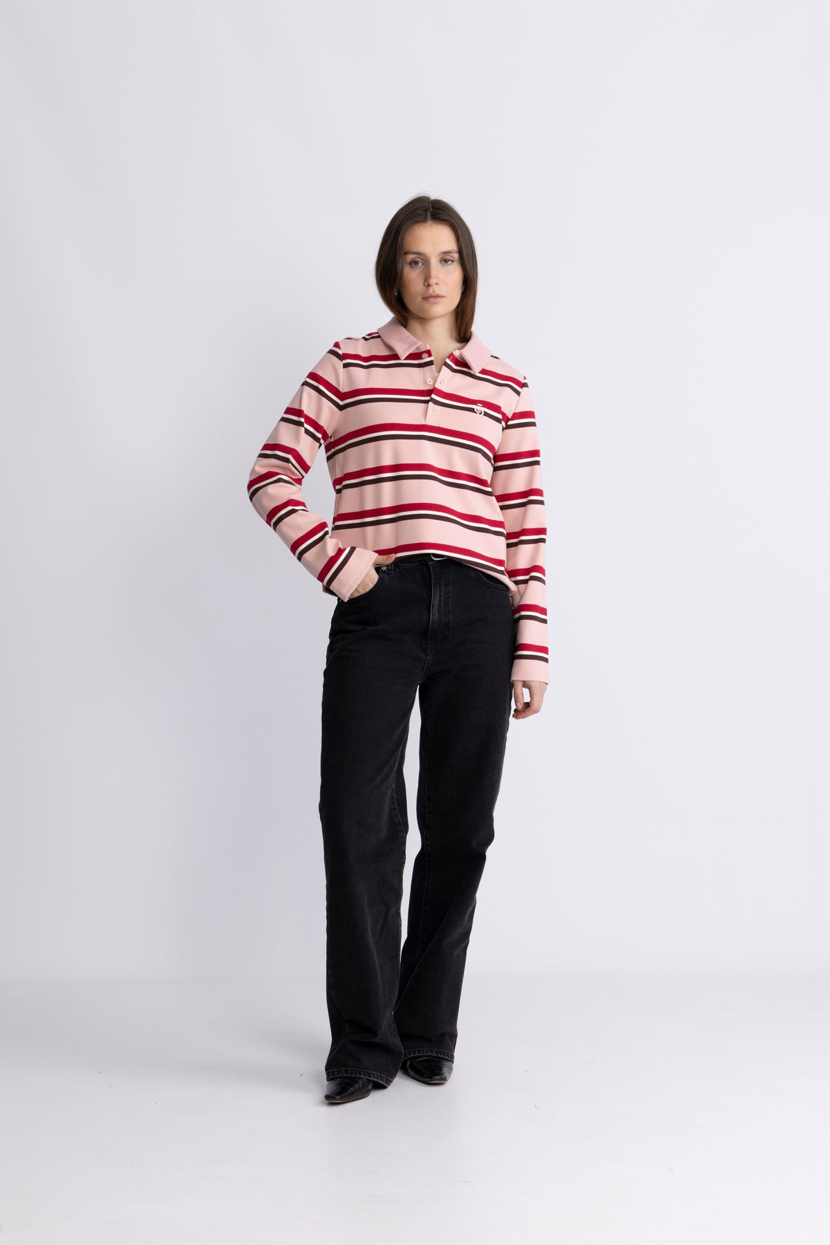 Ally Blouse - Pink Bordeaux Stripe