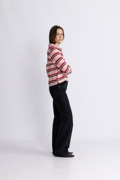Ally Blouse - Pink Bordeaux Stripe