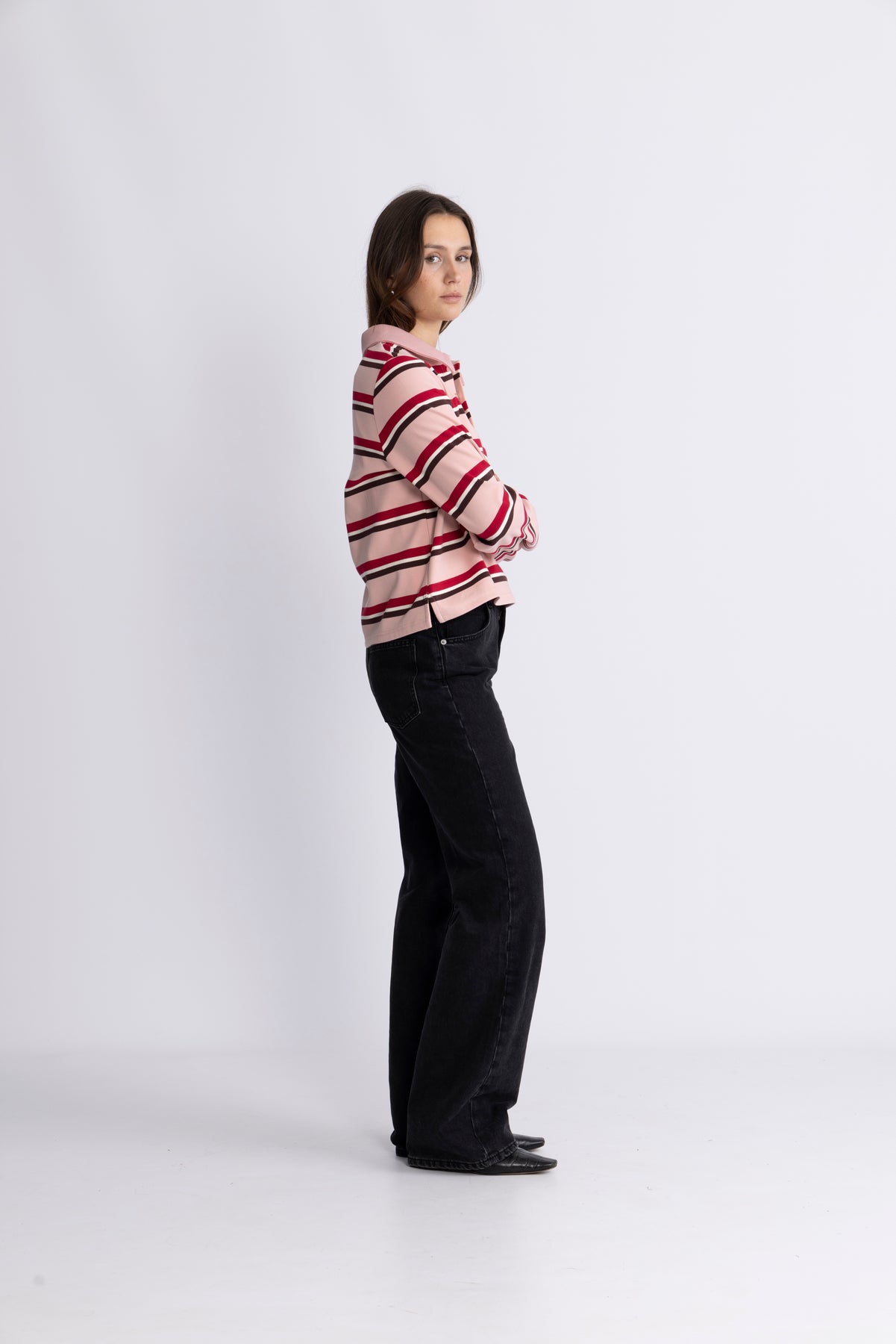 Ally Blouse - Pink Bordeaux Stripe