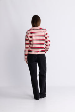 Ally Blouse - Pink Bordeaux Stripe