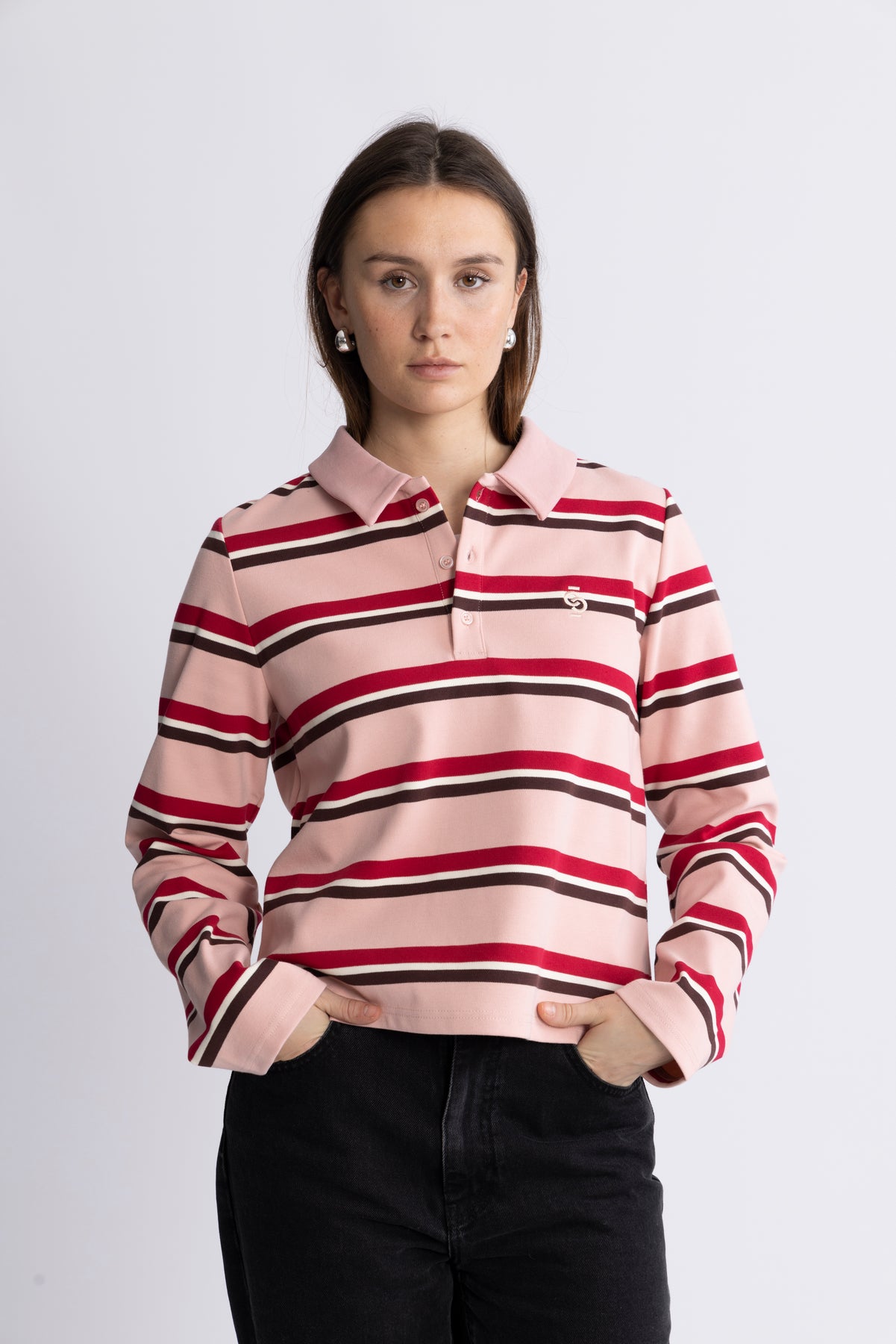 Ally Blouse - Pink Bordeaux Stripe